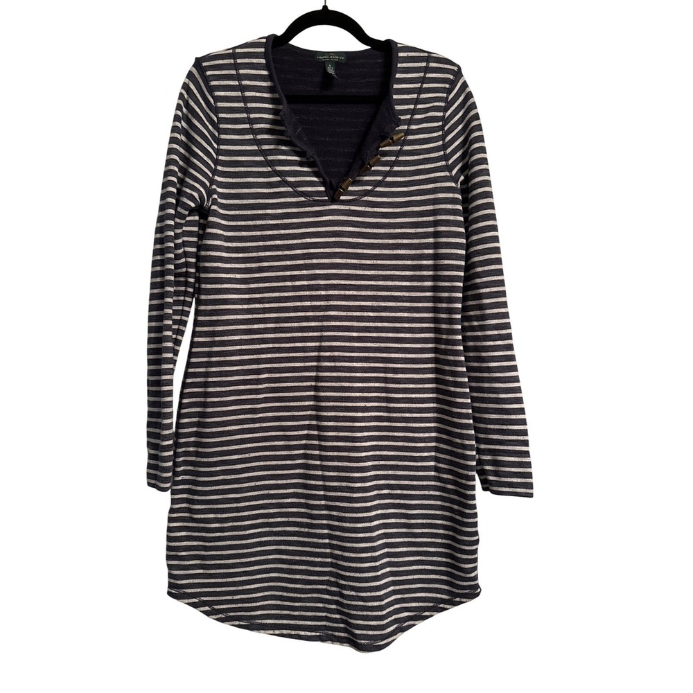 All Day Wear‎ Lauren Jeans Striped Henley Midi Dress Long Preppy Casual Size M